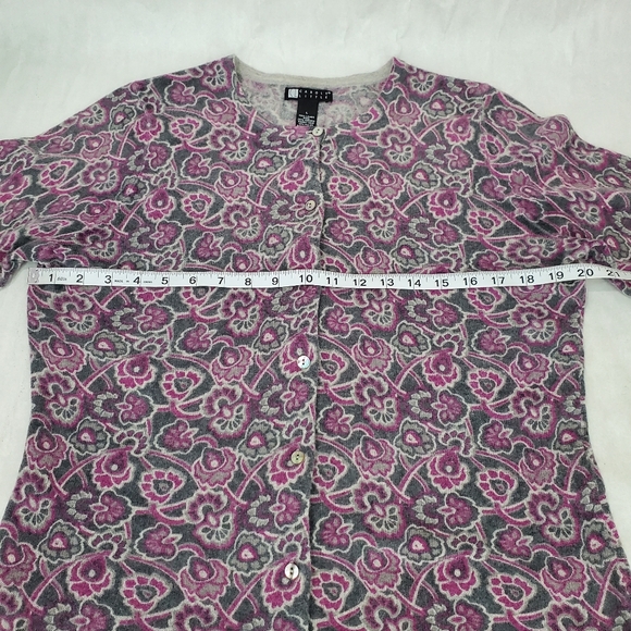Carole Little Purple Grey/Gray Lambs Wool Angora Cardigan Sweater Size L - Picture 8 of 11